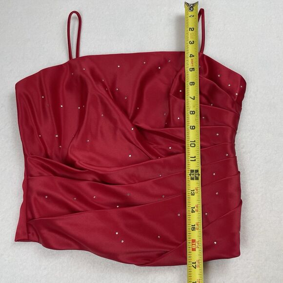 Rebecca Red 2pcs Gown Rhinestone Prom HOCO Bridesmaid-M - Picture 15 of 16